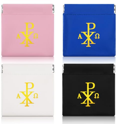 Dansydaisy Rosenkranz-Beutel, katholisch mit goldenem Kreuz, Rosenkranz-Etui, PU-Ledertaschen mit magnetischer Obertasche, für Damen und Herren, 4 Farben, 4 Stück, Rosa, Blau, Schwarz, Weiß, approx.