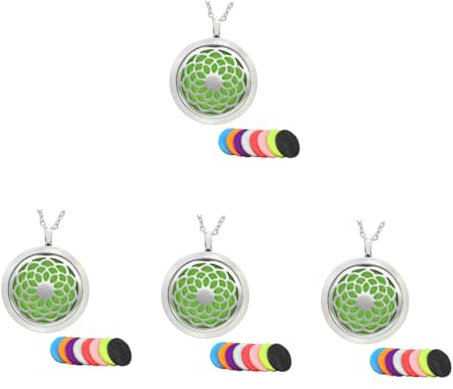 Healeved Lot De 4 Diffuseurs De Parfum En Acier Inoxydable Pour Colliers Pendentifs De Recharge Pour Bijoux
