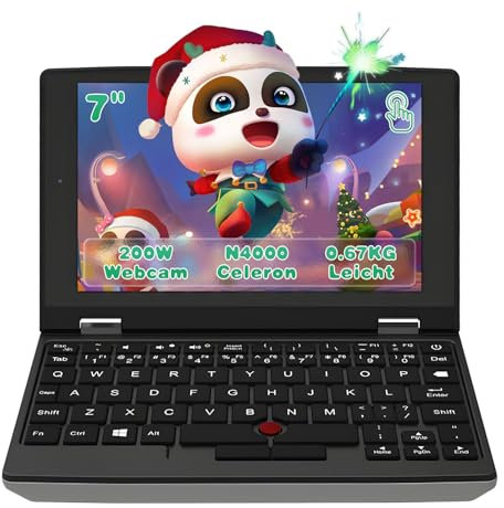 LONGEVINCE 7 Zoll Touchscreen Mini Laptop, Celeron N4000,12GB RAM, 512GB SSD, Office 2019, Windows 11,Kompakt und tragbar für Home, Schule und Business-Reise (12G+512G SSD)
