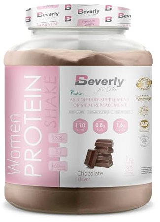 Beverly Women Protein - Protéine de lactosérum spéciale pour femmes avec collagène marin, magnésium et vitamine E - 1 Kg - 24 g de protéines par portion - 33 portions - Saveur (1 KG, CHOCOLAT)