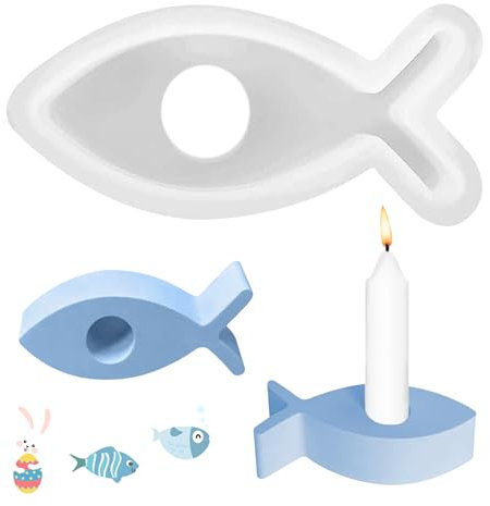 Silikonform Fisch, Silikonformen Gießformen Fische, Fisch Silikonformen Kerzenhalter, Fische Silikon Gießform Kerzenhalter Dekoration, DIY Fischform Taufe Geschenk für Kommunion Deko