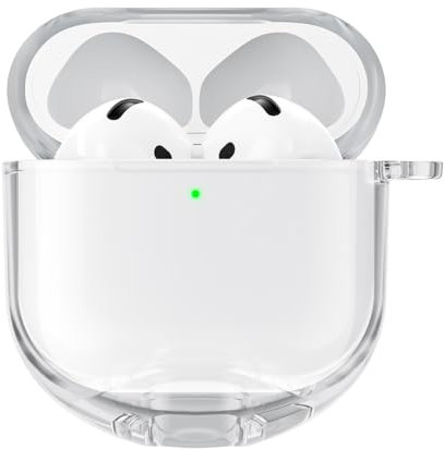 Haobobro [Kristall Serie] Clear Case Hülle für AirPods 4 - TPU transparente Schutzhülle mit Karabiner - stoßfeste, sturzsichere, Weiche Etui kompatibel mit AirPods 4. Generation - Transparent