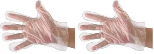 REQUISITE NEEDS Disposable Gloves Clear Plastic Polyethylene Transparent Waterproof Gloves For Multi Purpose - Sanitary, Food Prep, Home tasks, Cleaning, Work Gloves Powder & Latex Free (Pack Of 2000)