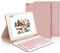 Coque Clavier pour iPad 6/5 EME Generation/Pro 9.7/Air 2/Air 1 9.7, Étui Keyboard 7 Couleurs Rétroéclairées AZERTY Layout Bluetooth Amovible avec Porte Crayon pour iPad 9.7 2018, Rose Rose