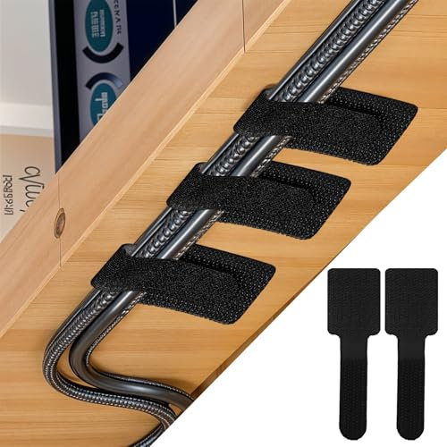 HJZHII 50 bridas de gancho y bucle, correas autoadhesivas de gancho y bucle, organizador de cables ajustable, organizador de cables adhesivos, organizador de cables (negro)
