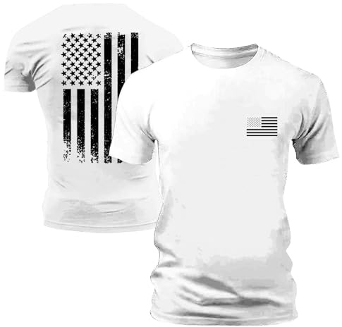 Male T-Shirt Rundhals T-Shirts mit amerikanischer Flagge, kurzärmelig, USA-Flagge, lässig, Sport Tshirts Herren, Schnelltrocknend Atmungsaktiv Trainingsshirt, Kurzarm Laufshirt, Gym T-Shirt