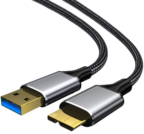 Leloco USB 3.0 Kabel auf Micro B 0,5m, USB3.0A anf USB Micro B Festplatten Kabel 5Gbps, Externe Festplattenkabel, Kompatibel mit Toshiba, WD, Seagate Festplatte usw