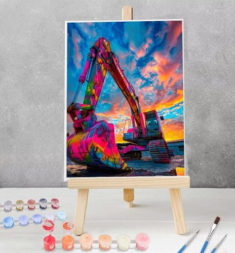 Paint by Numbers for Children Ages 6-12 with Pre-Printed Cardboard, Car Acrylic Paint Pots and 3 Painting Brushes Color – Painting by Numbers for Kids 6-12 12x16in Model YEYUMEOZ2-R