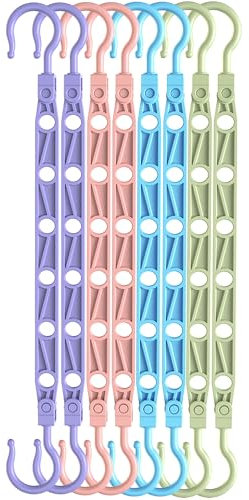 Latoxcaa Kleiderbügel Platzsparende, 8 Stück Magic Hangers mit 6 Löchern & 360° Drehung, Bunte Kleiderhaken aus Robustem Kunststoff, Schrank Organizer für Schwere Kleidung, Ideal für Mädchenzimmer