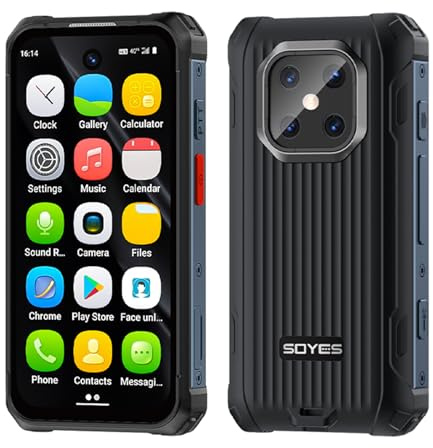 LNBEI S10 Max Mini 4G Smartphones, 3.5-In Small Screen Cell Phone, Octa Core Dual SIM 3800mAh, Face Recognition Side Fingerprint Unlocked Android Phones, Mobile Phones with NFC (Black,6G+128GB)