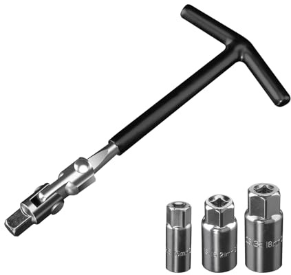 lisetar Zündkerzenschlüssel Set 16mm 18mm 21mm – T-Griff Zündkerzenschlüssel mit 360° Drehkopf, Zündkerzen Steckschlüssel für Auto Motorräder Rasenmäher