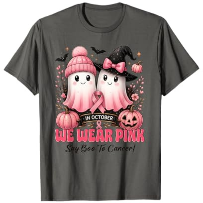 en Octobre, Nous portons Un Cancer du Sein Rose sorcière, fantôme, Citrouille T-Shirt