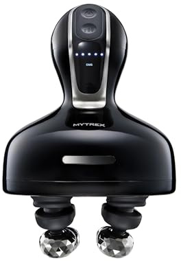 MYTREX Head Spa Pro Appareil de Massage Facial et Capillaire EMS, Stimulateur Cuir Chevelu Lumière Rouge, 12 Accessoires, 5 Niveaux Intensité, Étanche pour Croissance Cheveux (Head Spa Spa Deep X)