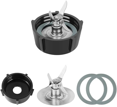 MEXWLOP Osterizer Mixerklingen mit Mixbecherboden und 4-Punkt-Klinge 4961 2 O-Ring-Gummidichtungen Küchenmixer-Teil