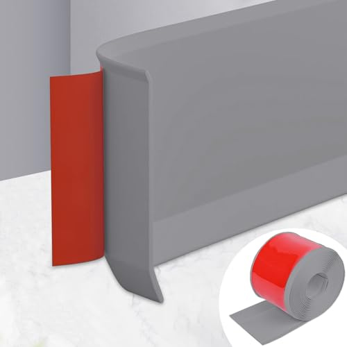 MeYuxg Plinthe souple autocollante en PVC - 15 cm x 3 m - Plinthe murale de cuisine - Rail de transition décoratif pour salon, chambre à coucher - Gris