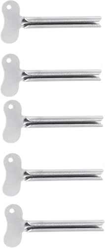 5 Pcs Silvery Metal Tube Squeezer Keys, Toothpaste Metal Hair Dye Color Key Roller Dispenser Tool Durable Processing,Toothpaste and Hair Color Dispenser Tool, Daily Living Tube Squeezing Aids