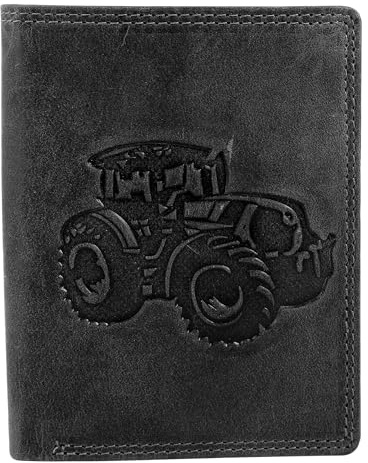 Akzent Geldbörse für Herren aus Leder in Schwarz, Geldbeutel mit Druckknopf in 9,5 x 12 x 2 cm