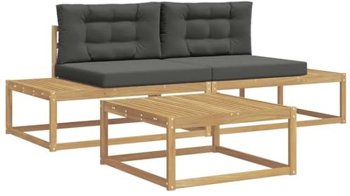vidaXL Outdoor-Sofagarnitur mit Kissen Weiß 79 x 79 x 37 cm Polyester, Moderner Garten-Sofa, stylische Terrassen-Lounge, Flexibles Möbel fürs Schwimmbad, Akazienholz-Sitzgruppe