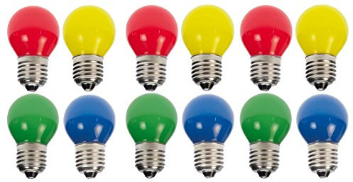 12xLED Tropfen/Kugel E27 1W bunt gemischt Deko Lampe Birne farbig für Deko Lichterketten