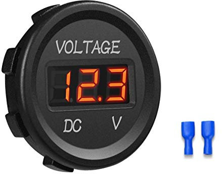 YGL 12-24V DC Voltmètre Affichage Numérique à LED Imperméable pour Bateau Moto Camion Marine(Rouge)