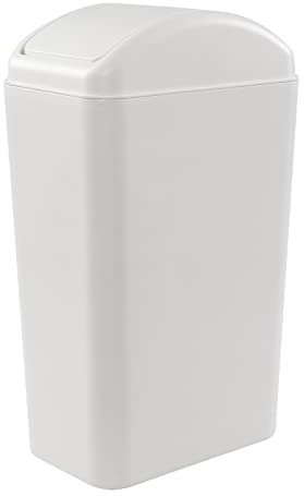 Qshape 14L Small Slim Plastic Swing Bin with Lid, 1 Pack