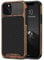 TENDLIN Compatible with iPhone 11 Pro Case Wood Grain with Carbon Fiber Texture Design Leather Hybrid Case Black