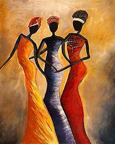 Peinture à l'huile de bricolage par numéro Kit pour adultes et dessin débutant peinture à l'huile Wall Art oeuvre Womens femmes africaines ， 40X50Cm, ​​Yb52277