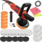 tectake® Exzenter Poliermaschine, 810 Watt, Exzenter Poliermaschine Auto, Kratzer Entferner Auto für Autopolitur, Flugrostentferner Auto, Glaspolitur Autoscheibe, Scheinwerfer Polierset - 25tlg
