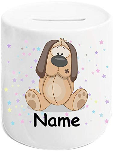 ShirtInStyle Spardose Sparschwein, Motiv Hund Dog, Kinder Tier Motive Namen Wunschtext