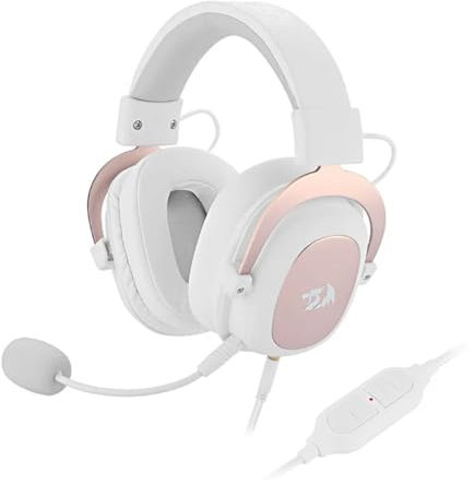 REDRAGON H510W Zeus 2 White - Gaming-Kopfhörer - Komfortables Headset - High Definition Audio + leistungsstarke Bässe - Kopfhörer mit Mikrofon für PC, Handy, PS4-7.1 Sound + herunterladbare Software