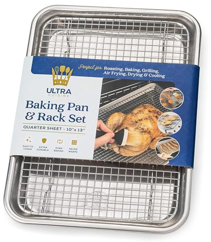 Ultra Cuisine Quarter Sheet Pan with Wire Rack Set - Commercial Quality