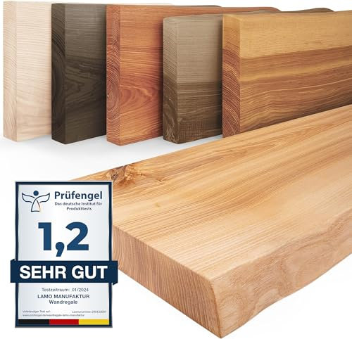 LAMO Manufaktur Wandregal Holz Baumkante | Regal Farbe: Natur | Pure: ohne Montage Set | 40 cm