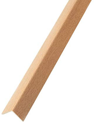 DQ-PP Profilé d'angle | 15 x 15 mm | 10 m (10 x 1 m) | Couleur : hêtre | Matériau : PVC | Baguette d'angle en plastique | Protection des bords extérieurs | Profilé d'angle en L