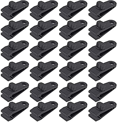 Jiozermi 24 Pcs Tarp Clips, Heavy Duty Lock Grip, Reusable Tarp Clamps for for Secures Outdoor Camping, Awnings, Car Covers, Swimming Pool Covers