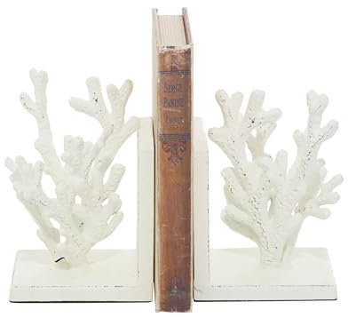 Deco 79 Buchstützen, Metall, Koralle, 12,7 cm, 17,8 cm, Weiß, 2 Stück