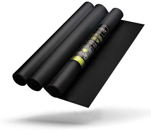 LILENO HOME 3er Set Schubladeneinlage 30x150 cm (Schwarz) - Antirutschmatte für Kühlschrankschublade - Schubladeneinsätze zuschneidbar als Antirutschmatte Küche