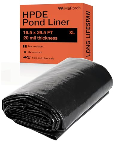 MAPORCH Pond Liners for Outdoor Ponds, HDPE, Fish Safe Koi Pond Liner