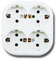 Aigostar Base Enchufe Cuadrado Blanco con 4 Conectores 16A,250V,Protección Infantil,Eenchufe de Superficie,Regleta Pared 1 pack