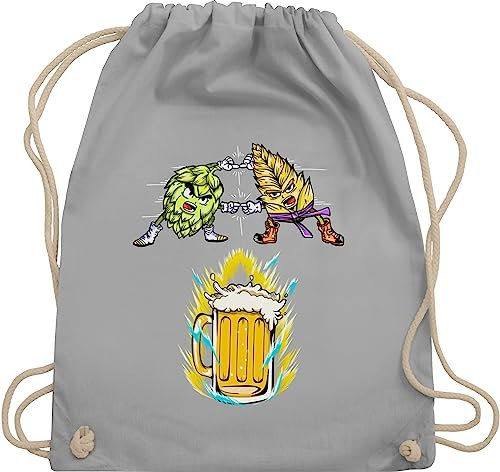 Turnbeutel Rucksack - Nerd Geschenke - Bier Fusion - Hopfen & Malz - Unisize - Hellgrau - stoffbeutel biertrinker geschenk zocker bag bierliebhaber nerds rucksäcke für zocken tasche gamer ruckack
