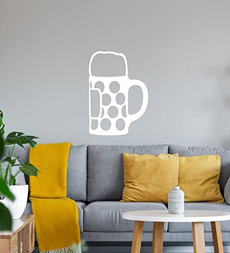 Adhesivo decorativo para pared (45 x 64 cm), diseño de jarra de cerveza, color blanco