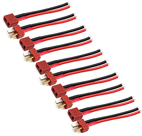 ZHOFONET 5Paare Deans T Stecker,Deans Style T Buchse,Silikondraht mit 3,93 inch 14awg Silikon Draht Batterie-Verbindungskabel