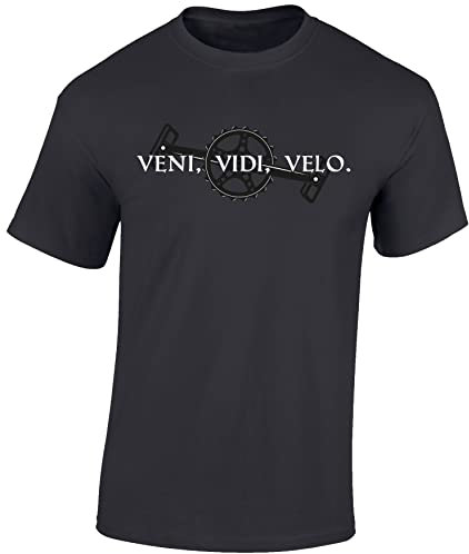 (A) Fahrrad T-Shirt Herren : Veni Vidi Velo - Sport Tshirts Herren - Latein Fun Shirts Männer (Mouse Grey 3XL)