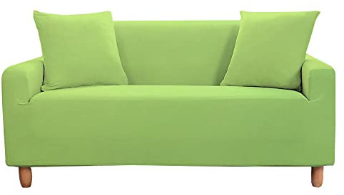 Highdi Einfarbig Sofabezug Sofaüberwürfe für 1/2/3/4 Sitzer, Armlehnen Sofa Cover Elastisch Stretch Antirutsch Sofa Cover Sofahusse Couchbezug Möbelschutz (Hellgrün,2 Sitzer)