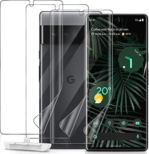 GiiYoon 3 Stück Schutzfolie für Google Pixel 6 Pro, Weiche TPU-Folie, Vollständige 3D-Gewölbte, Fingerabdruck-ID unterstützen Blasenfreie Klar HD displayfolie
