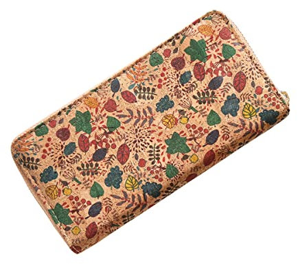 aolaso Porte-Monnaie en liège végétal, Portefeuille Long pour Femmes avec Plusieurs Fentes pour Cartes Cadeau pour Le Jour de Noël et Le Nouvel an