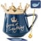 Arawat Queen Of Everything Mug Con Coperchio Tazza Regalo Con Corona Tazza Da Caffè Blu Tazza Da Tè In Ceramica Da 350 Ml Regalo Di Compleanno Per Donne Ragazze Mamma Fidanzata