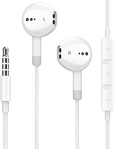 OIIAEE Earphones, Wired Earbuds with Built-in Microphone and Volume Control, Pure and Clear Sound, 3.5mm Jack Lightweight In-Ear Headphones Earphones for iPhone/Samsung/Android/MP3/MP4 and More