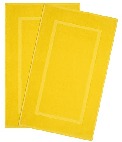 Cotton Paradise Bath Mats for Bathroom, 2 Pack 20 x 34 100% Cotton Bath Mats for Bathroom Soft Absorbent Machine Washable Yellow Towel Bath Mat