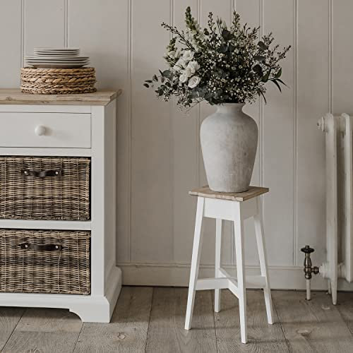 Statement Furniture Florence White Plant Stand, Wooden Plant Holder, 50cm Tall ASSEMBLED