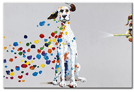 Mintura Kunstwerk, handbemalt, der bunte Hund, Wandkunst, Bild, Wohnzimmer, Acryl, Leinwand, Heimdekoration, Ölgemälde auf Leinwand (60 x 90 cm, ungerahmt)